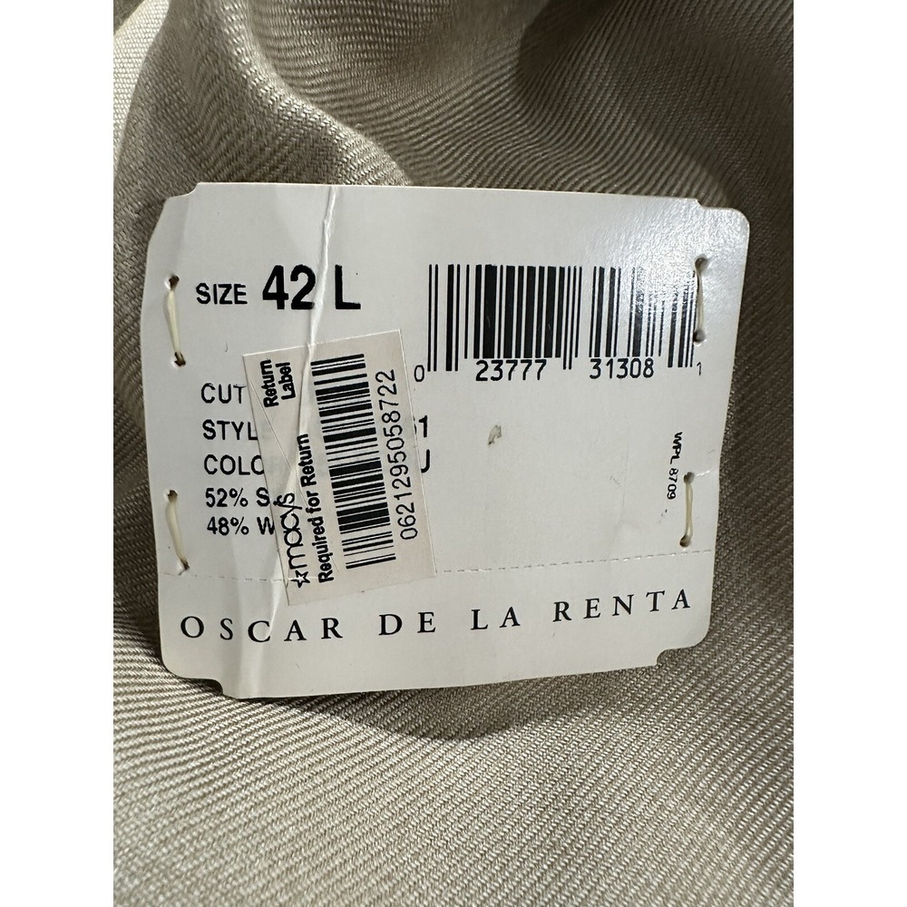 Oscar de la Renta Sportcoat Blazer Mens Size 42L Beige Silk Wool Blend - Picture 8 of 10